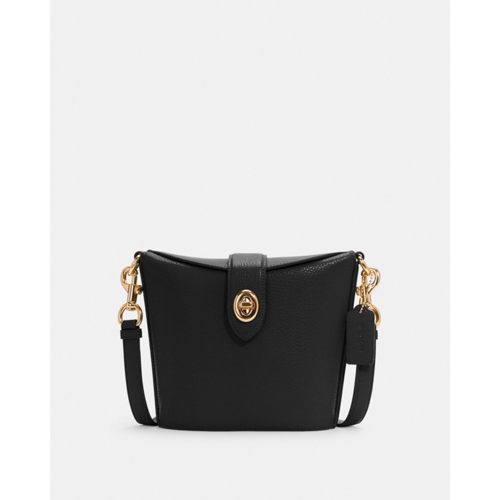 COACH Black Pebble Leather Addie Crossbody